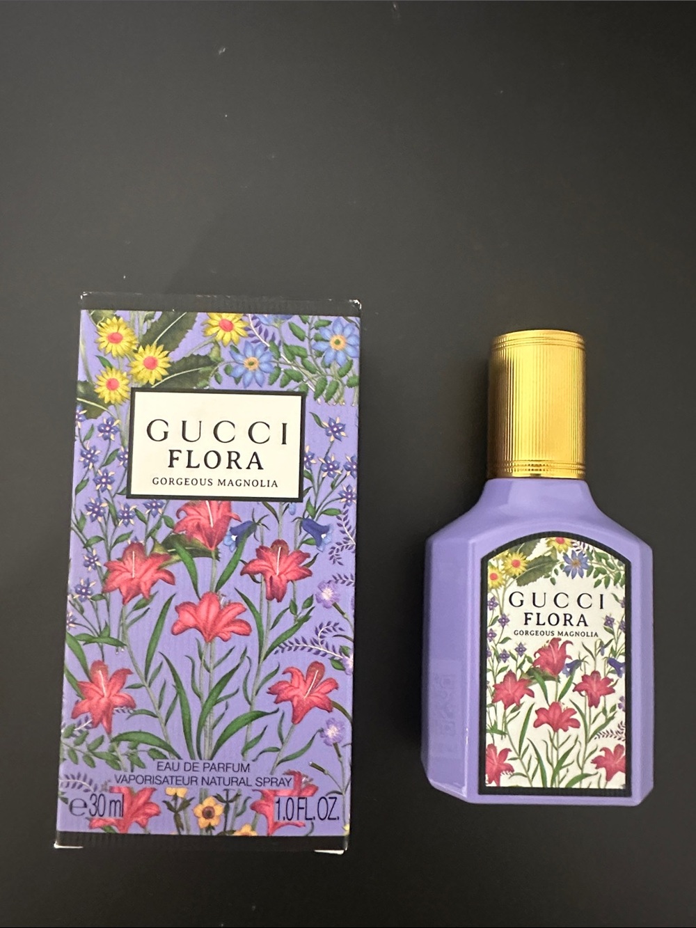 💯 Auth 1.0 Fl Oz. Gucci Flora Gorgeous Magnolia - Lavender Bottle with Gold Cap